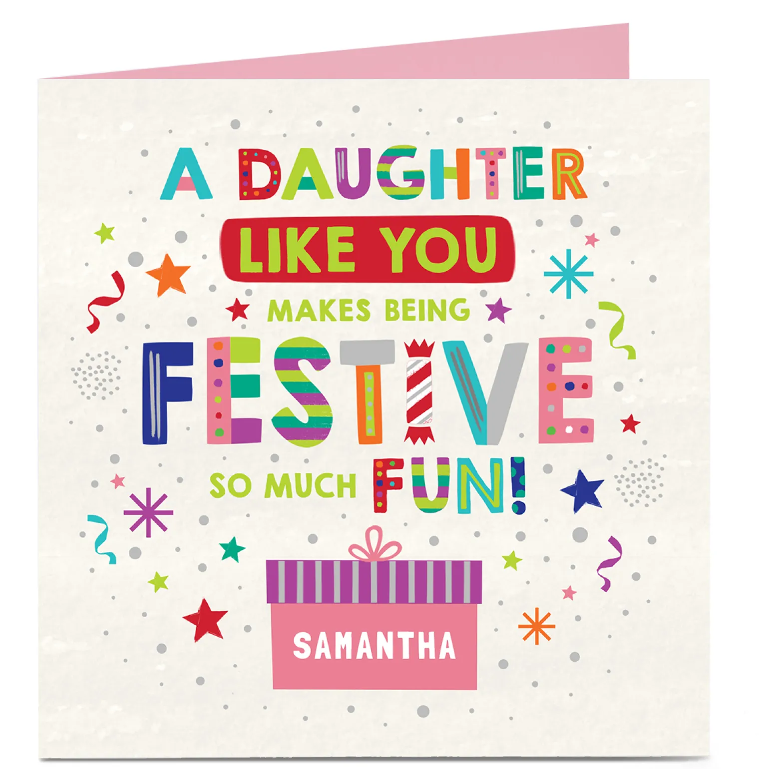Personalised Christmas Card - Bright Festive Fun, Daughter