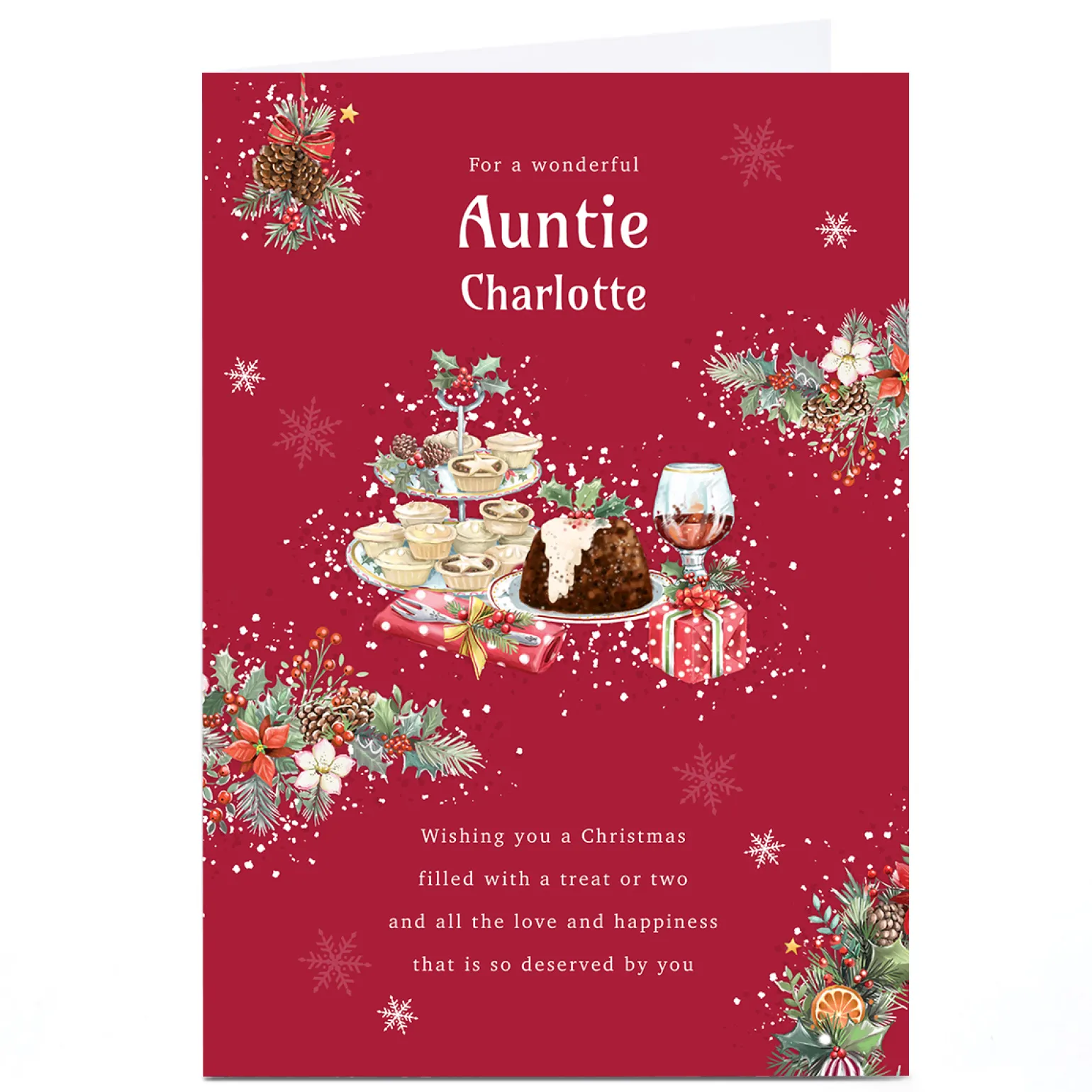 Personalised Christmas Card - Traditional Christmas Treats, Auntie