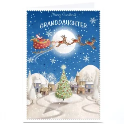 Personalised Christmas Card - Flying Santa's Sleigh, Granddaughter