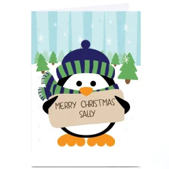 Personalised Christmas Card - Penguin Message