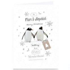 Personalised Christmas Card - Penguins Mum and Step Dad