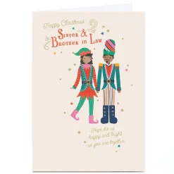 Personalised Christmas Card - Cute Elf Characters, Sister & Brother-in-Law
