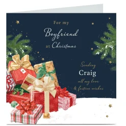 Personalised Christmas Card - Presents in The Snow, Boyfriend