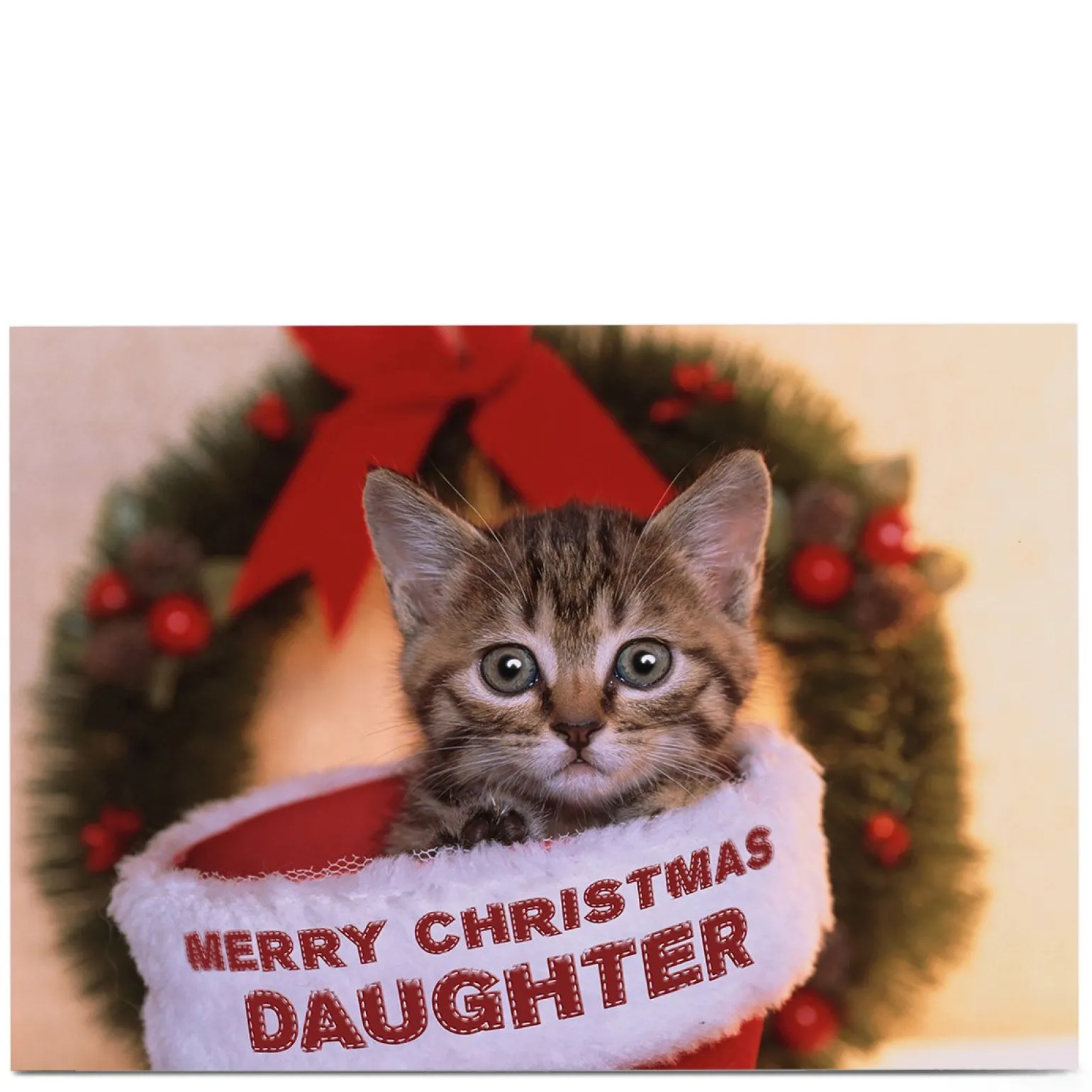 Personalised Christmas Card - Christmas Cat - Daughter