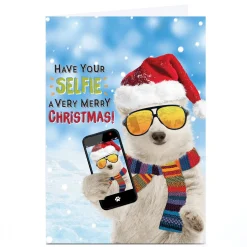 Personalised Christmas Card - Polar Bear Have Your Selfie A Very Merry Christmas