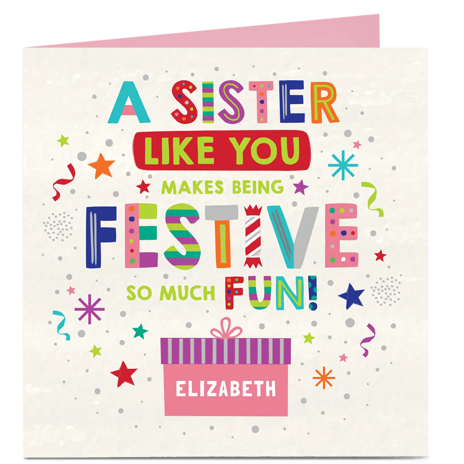 Personalised Christmas Card - Bright Festive Fun, Sister