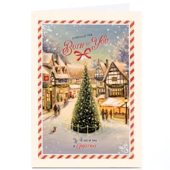 Personalised Christmas Card - Tree in Village Scene, To Both of You