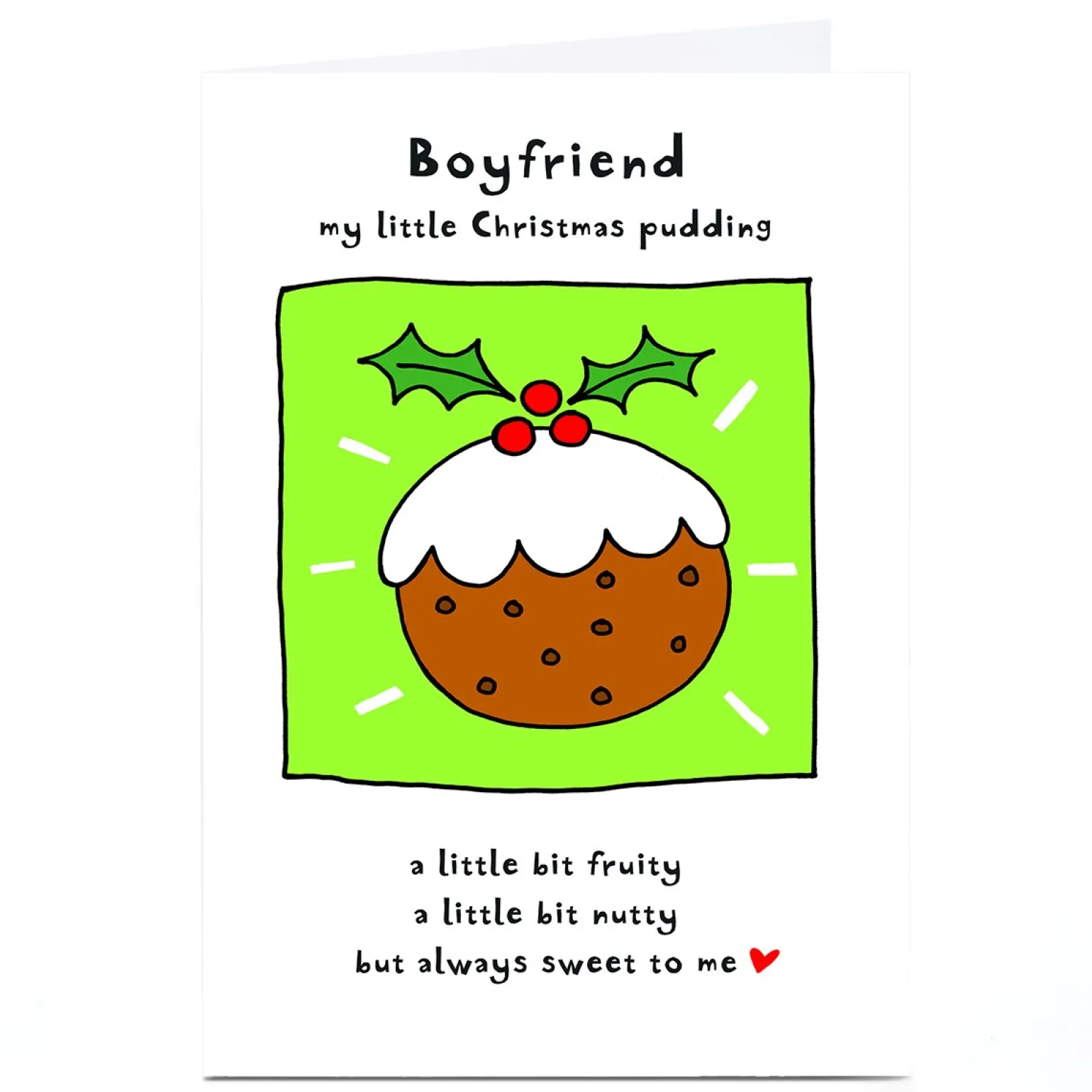 Personalised Christmas Card - Boyfriend Christmas Pudding