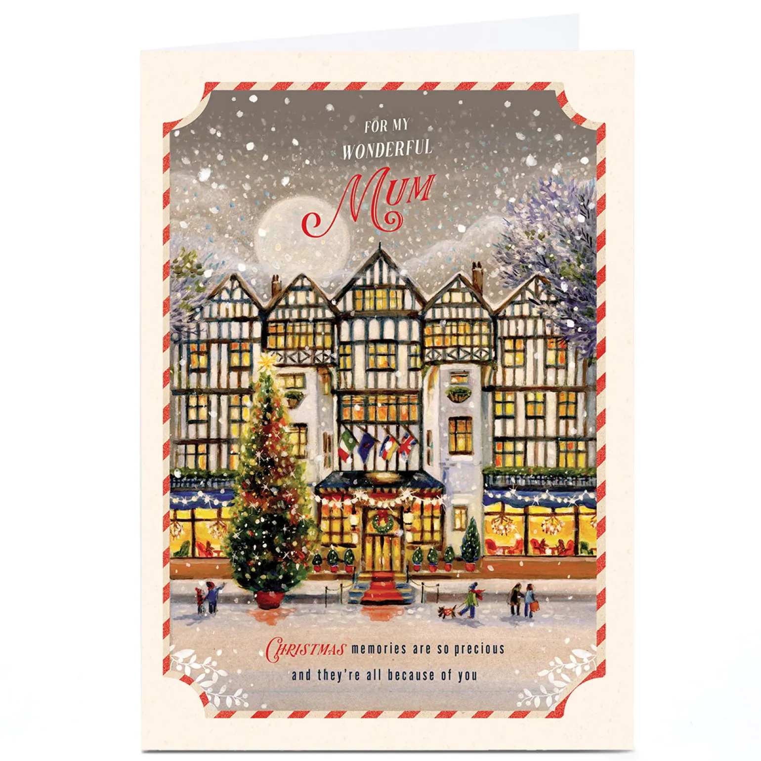 Personalised Christmas Card - Village Scene, Mum