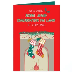Personalised Christmas Card - For A Special Son and Daughter In Law Stockings