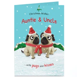 Personalised Christmas Card - Pugs and Kisses Special Couple
