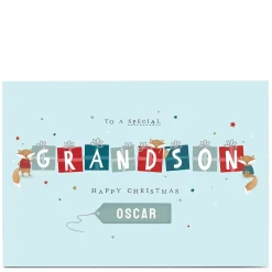 Personalised Christmas Card - Special Grandson Foxes