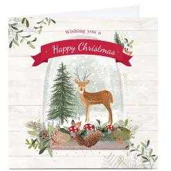 Personalised Christmas Card - Festive Deer Snow Globe