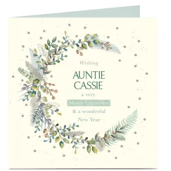 Personalised Christmas Card - Crescent Wreath