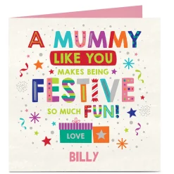 Personalised Christmas Card - Bright Festive Fun, Mummy