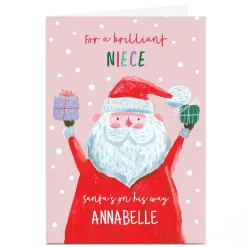 Personalised Christmas Card - Santa's on His Way, Niece