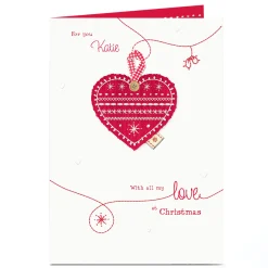 Personalised Christmas Card - Crochet Heart