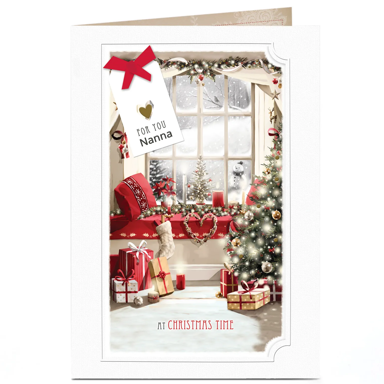 Personalised Christmas Card - Presents By The Window Nanna