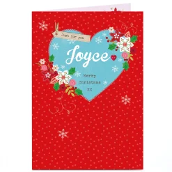 Personalised Christmas Card - Just For You Red & Blue