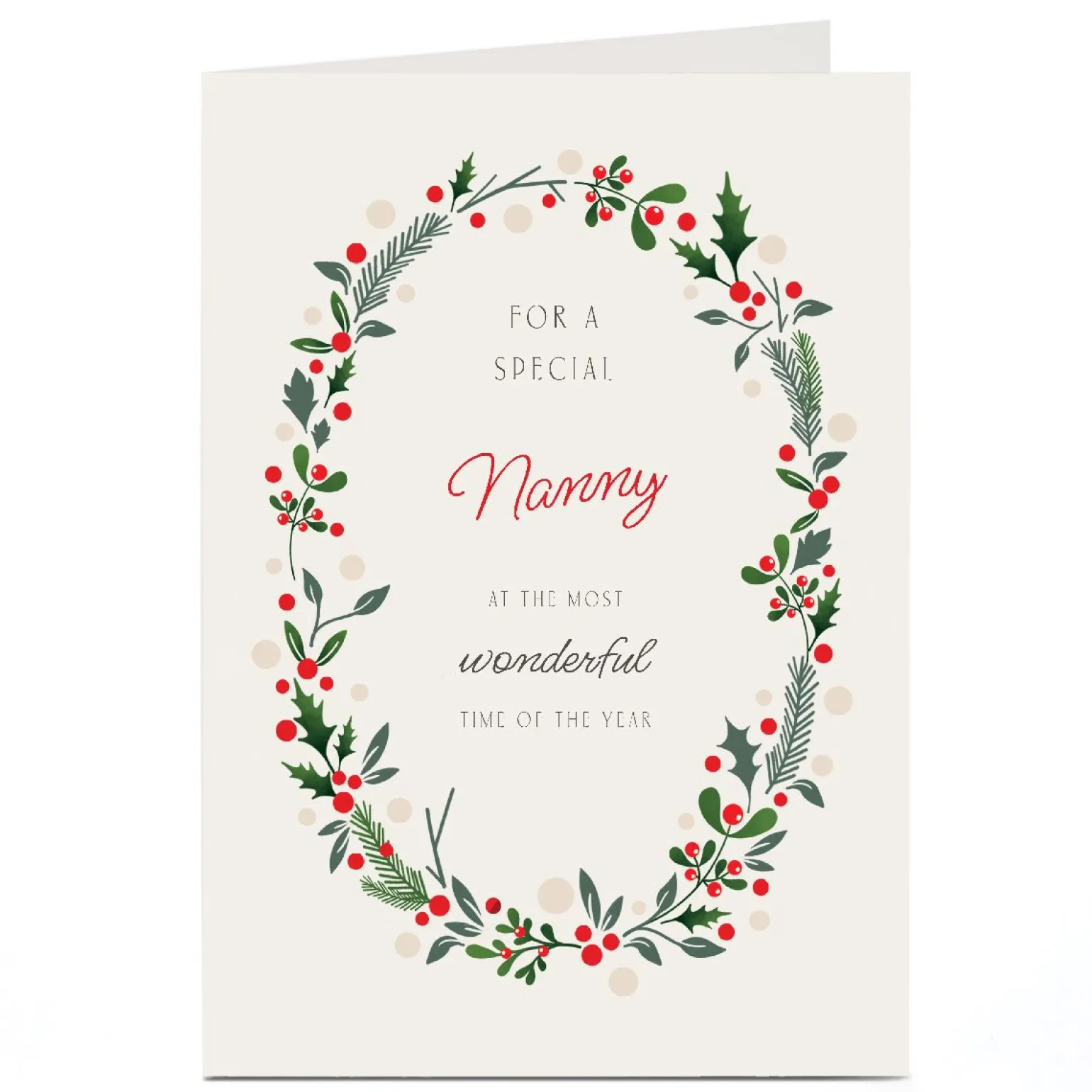 Personalised Christmas Card - The Most Wonderful Time Of The Year Wreath