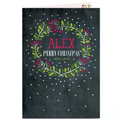 Personalised Christmas Card - Chalkboard Wreath