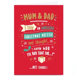 Personalised Christmas Card - Amazing Christmas Pressie, Mum & Dad