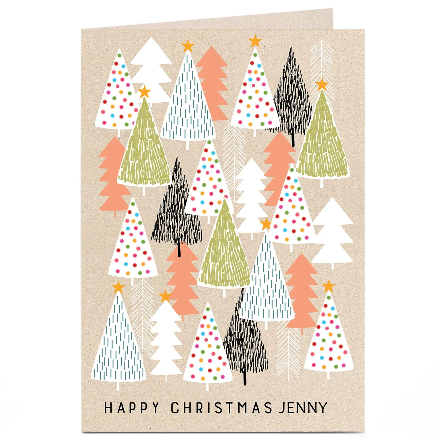 Personalised Christmas Card - Trees, Any Name