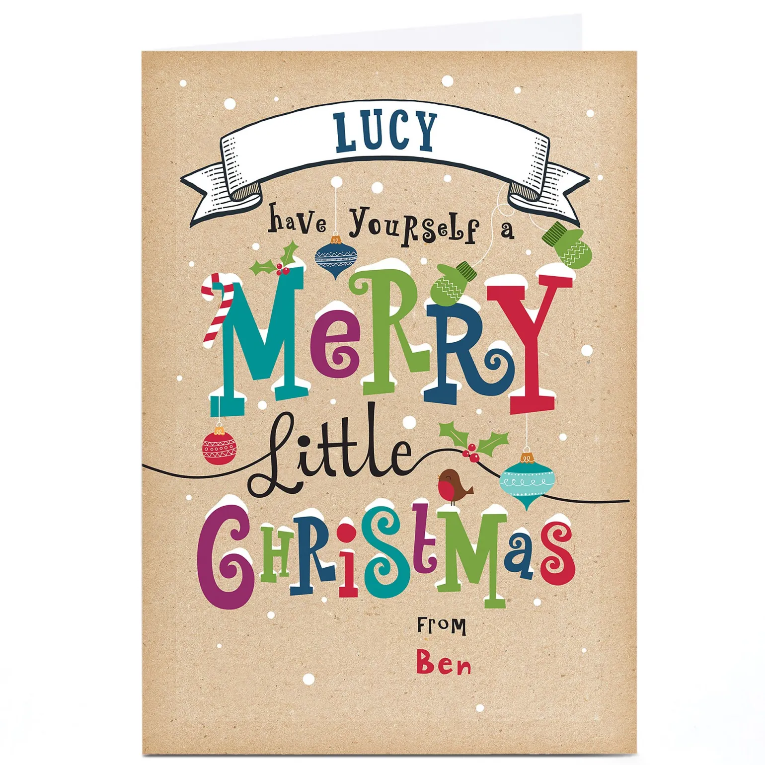 Personalised Christmas Card - Merry Little Christmas