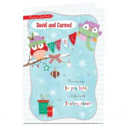 Personalised Christmas Card - Owls, To You Both