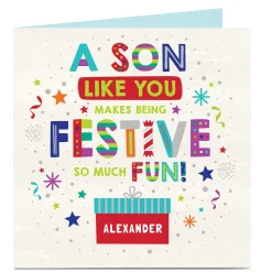 Personalised Christmas Card - Bright Festive Fun, Son