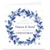 Personalised Christmas Card - Special Wishes Blue Wreath