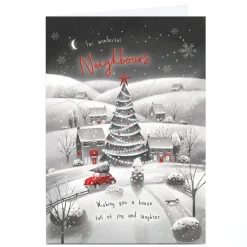 Personalised Christmas Card - Snowy Street Scene, Neighbours