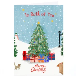 Personalised Christmas Card - Snowy Christmas Tree, To Both of You