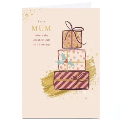 Personalised Christmas Card - Modern Pile of Presents, Mum