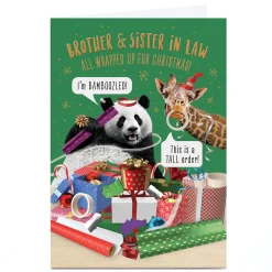 Personalised Christmas Card - Funny Animals, Brother & Sister-in-Law