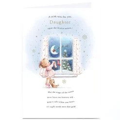 Personalised Christmas Card - Little Girl Looking Out of Window, Daughter
