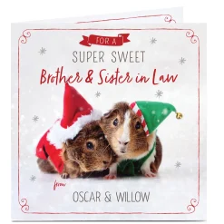 Personalised Christmas Card - Brother & Sister In Law Guinea Pig