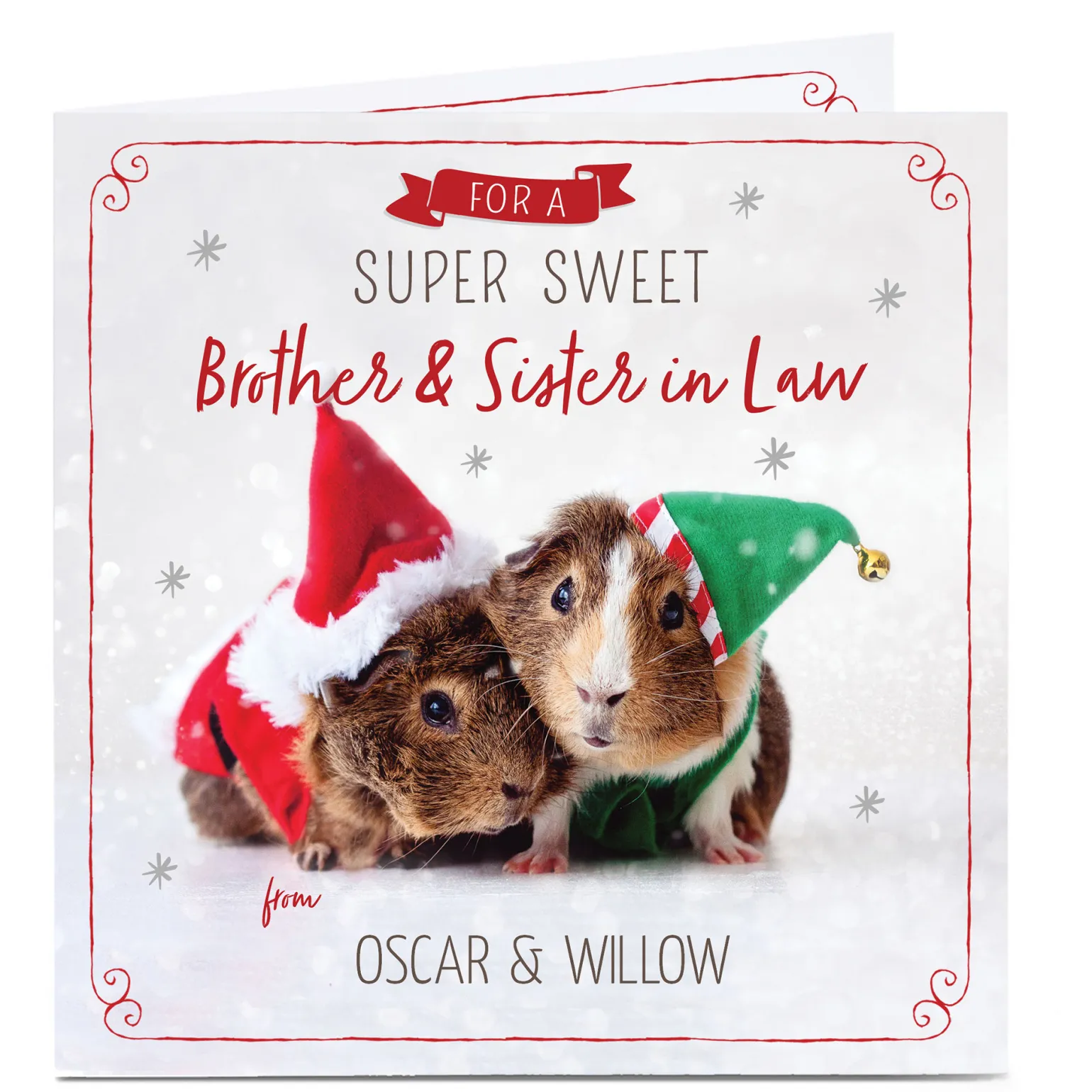 Personalised Christmas Card - Brother & Sister In Law Guinea Pig