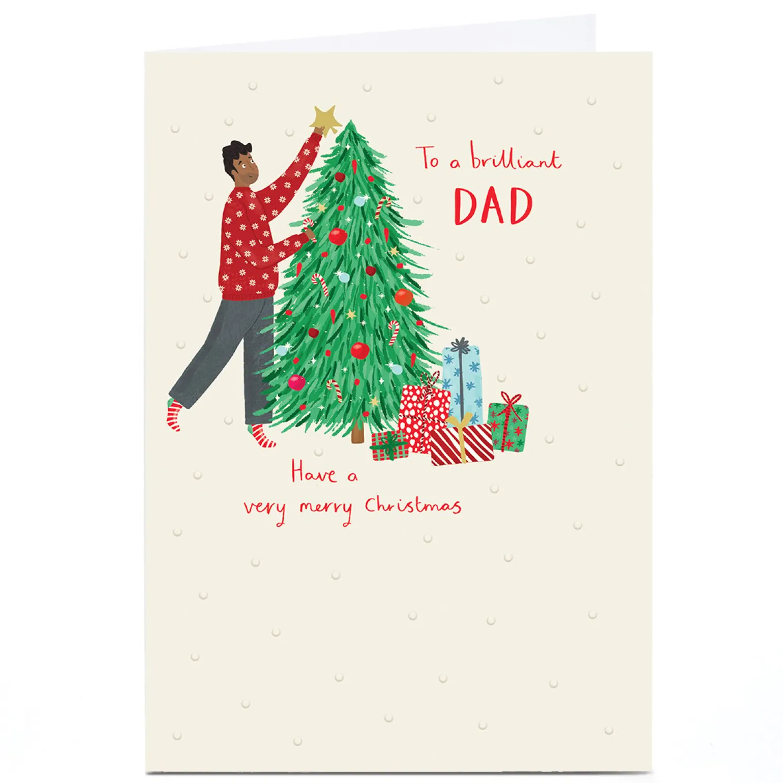 Personalised Christmas Card - Tree Decorating, Dad