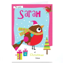Personalised Christmas Card - Cartoon Robin