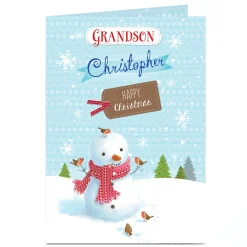 Personalised Christmas Card - Grandson Snowman