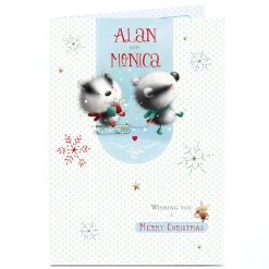 Personalised Christmas Card - Festive Badgers