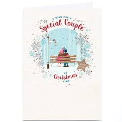 Personalised Christmas Card - Christmas Bench, For a Special Couple