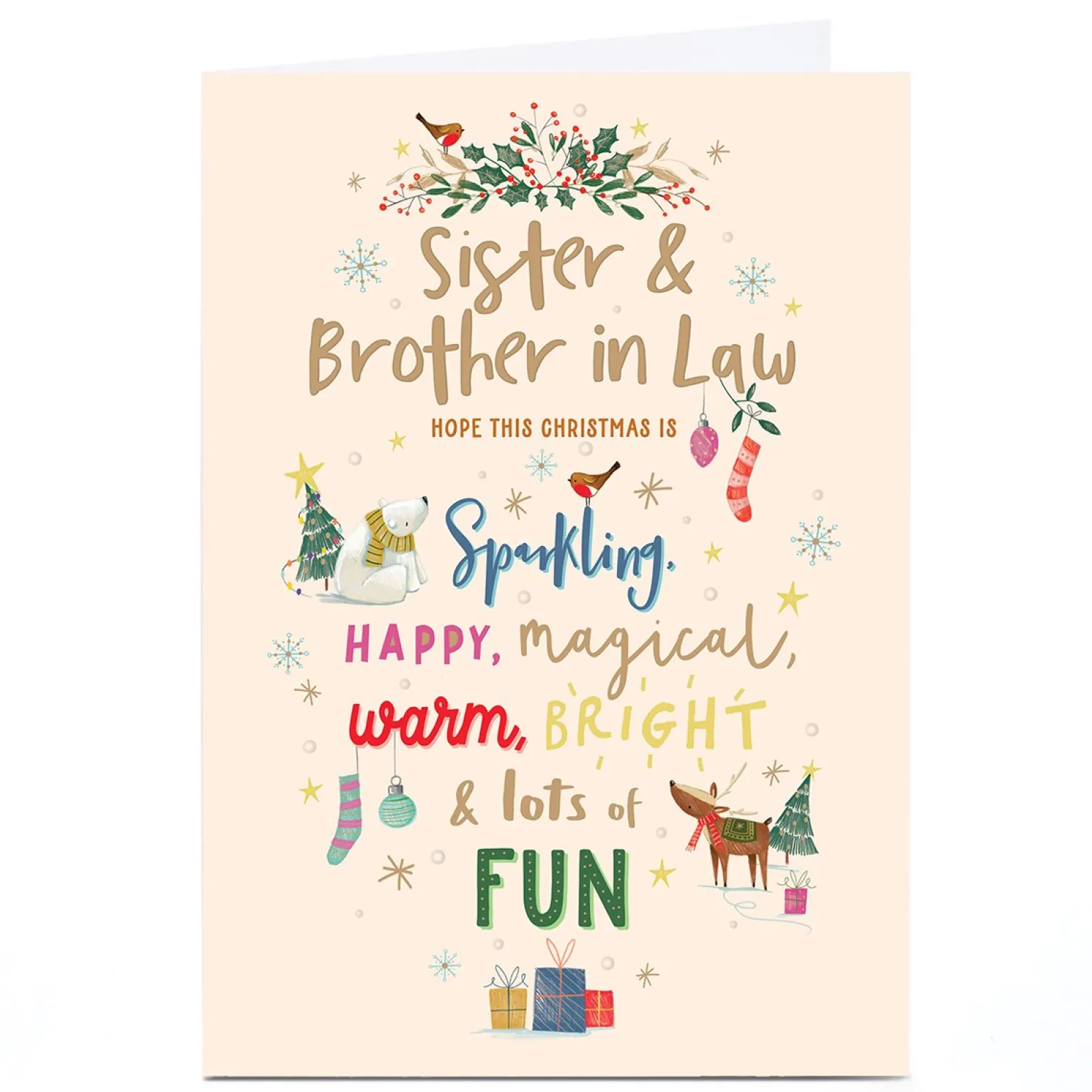 Personalised Christmas Card - Magical Warm Bright, Sister & Brother-in-Law
