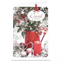 Personalised Christmas Card - Candle And Holly