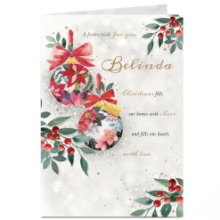 Personalised Christmas Card - Baubles & Holly