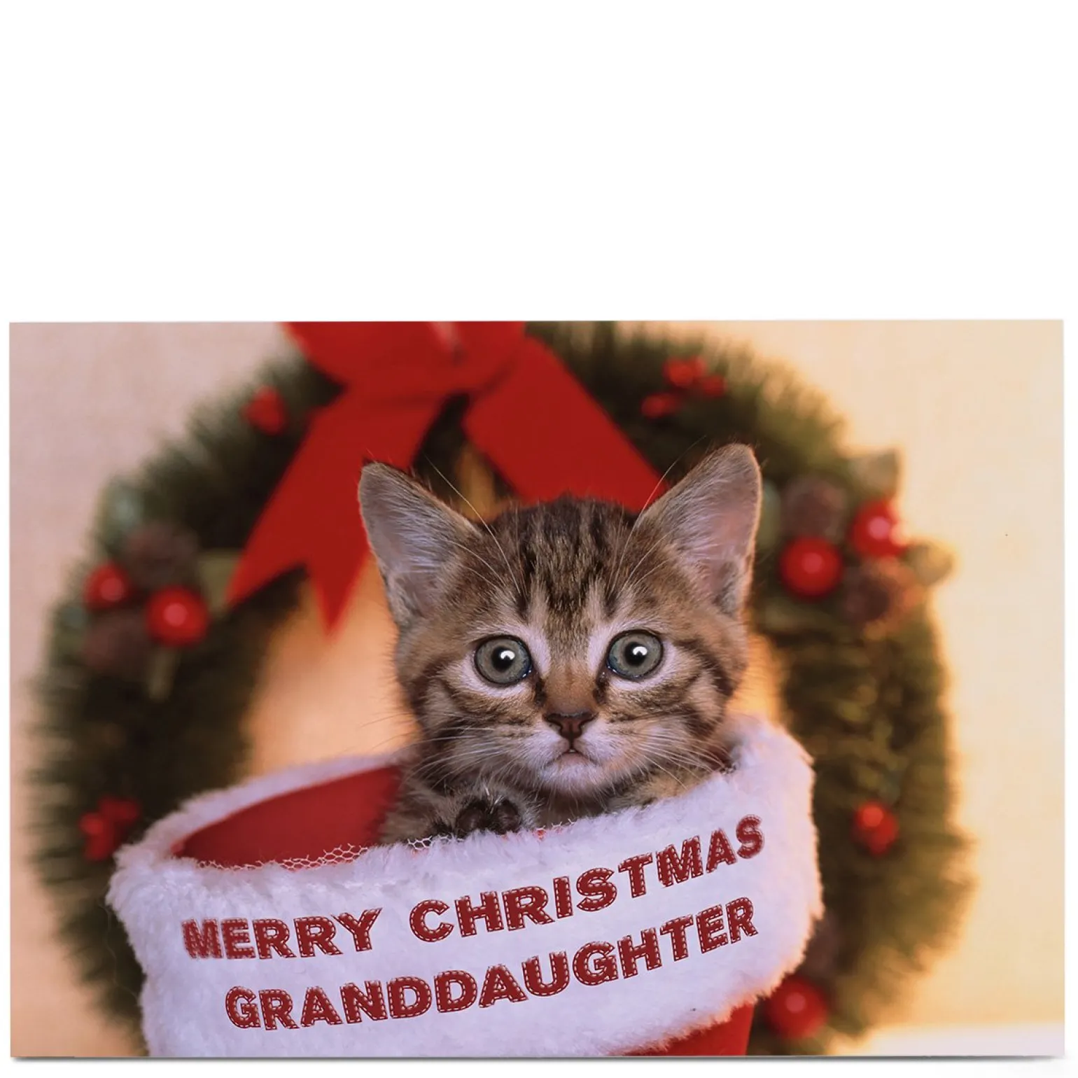 Personalised Christmas Card - Christmas Cat - Granddaughter
