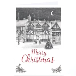 Personalised Christmas Card - Snowy Nighttime Town