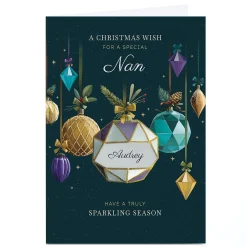 Personalised Christmas Card - Geometric Bauble, Nan