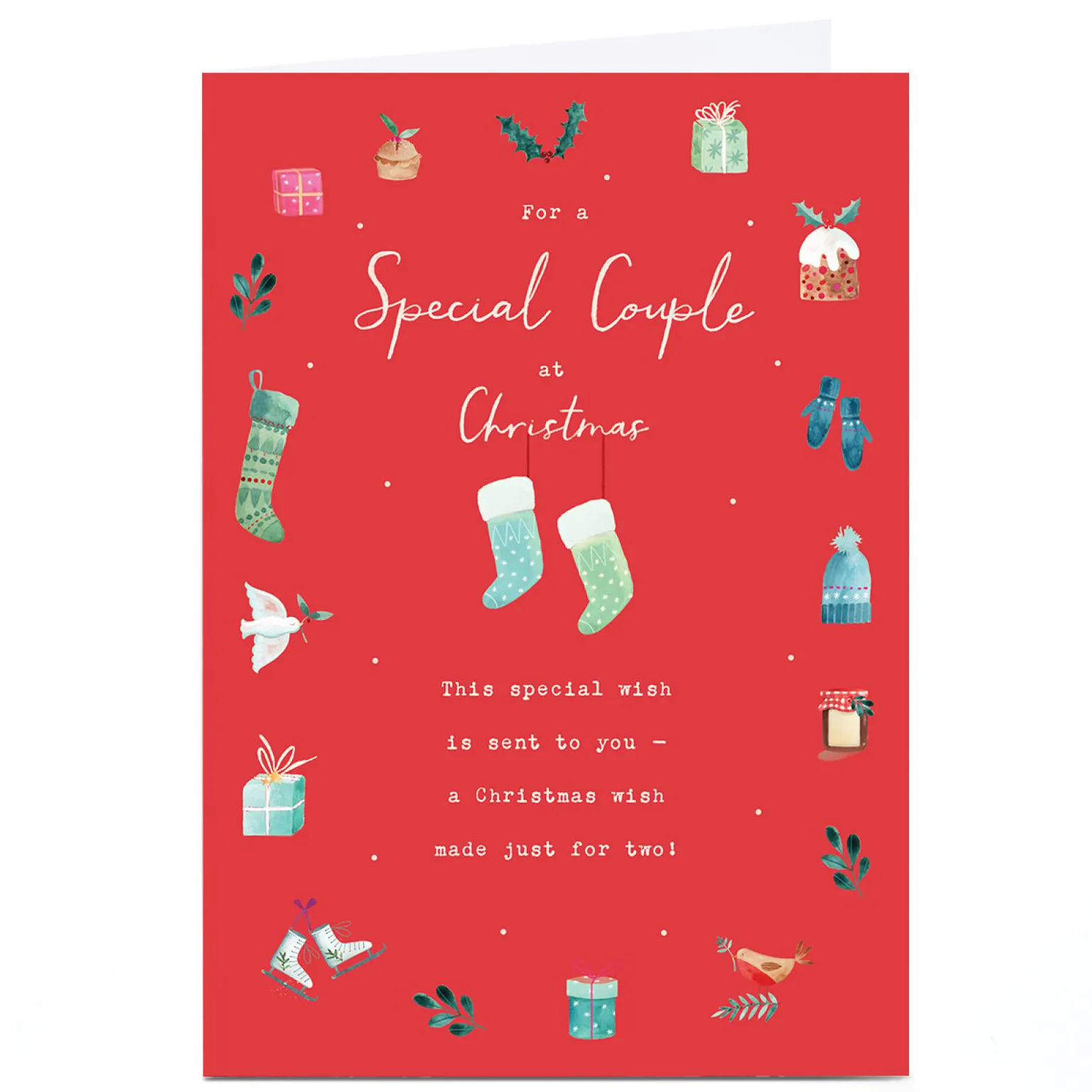 Personalised Christmas Card - Stockings and Christmas Icons, Special Couple